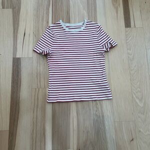 Red + white striped t-shirt kids sz XL, adult sz S #striped